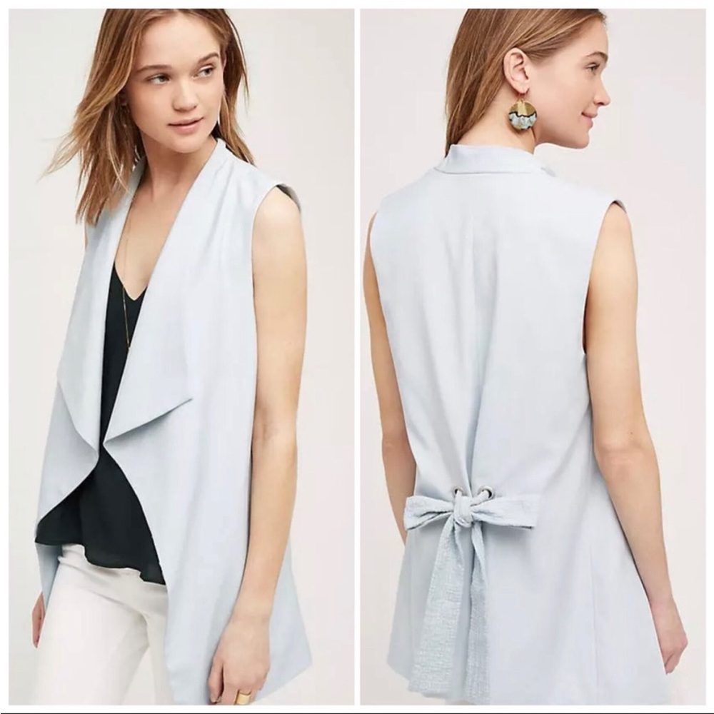 Anthropologie Elevenses Paros Vest Open Front Sky Blue Women’s Small